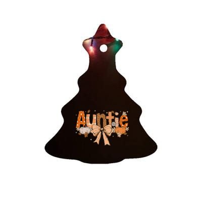 Auntie Pumpkin Fall Coquette Bow Thanksgiving Mom Ceramic Tree Ornament