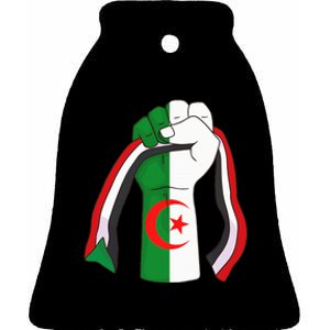 Algerian Palestinian Flag Algeria Stand With Palestine Ceramic Bell Ornament