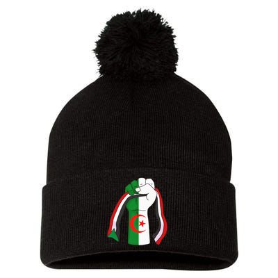 Algerian Palestinian Flag Algeria Stand With Palestine Pom Pom 12in Knit Beanie