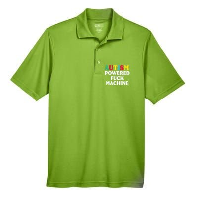 Autism Powered Fuck Machine Funny Autism Quote Gift Men's Origin Performance Pique Polo