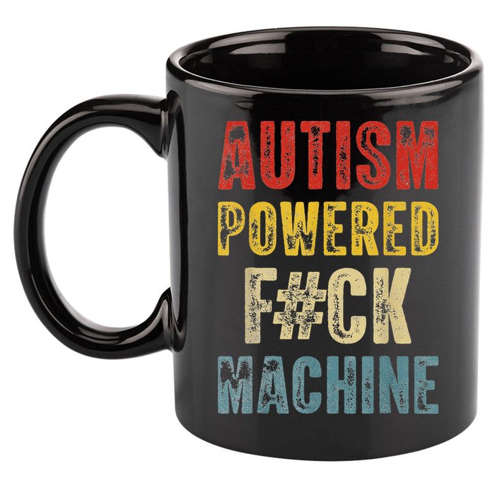Autism Powered Fck Machine Retro Health 11oz C Handle Ceramic Mug