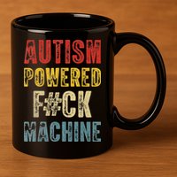 Autism Powered Fck Machine Retro Health 11oz C Handle Ceramic Mug