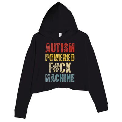 Autism Powered Fck Machine Retro Health Crop Fleece Hoodie