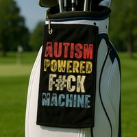 Autism Powered Fck Machine Retro Health Golf Towel
