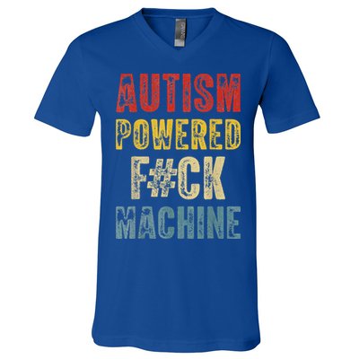Autism Powered Fck Machine Retro Health V-Neck T-Shirt