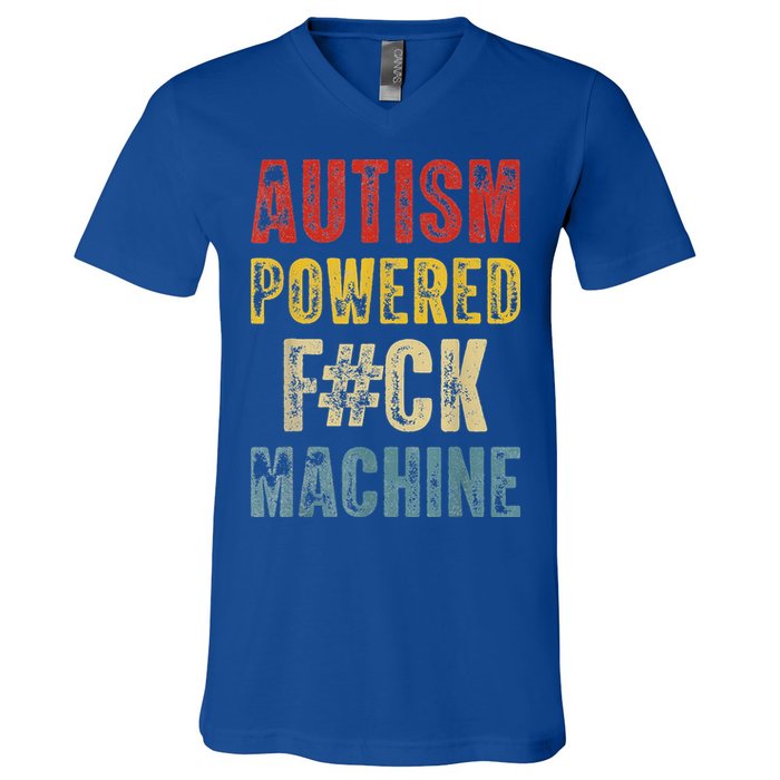 Autism Powered Fck Machine Retro Health V-Neck T-Shirt
