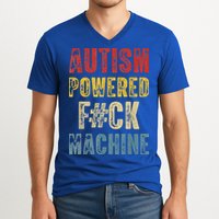 Autism Powered Fck Machine Retro Health V-Neck T-Shirt