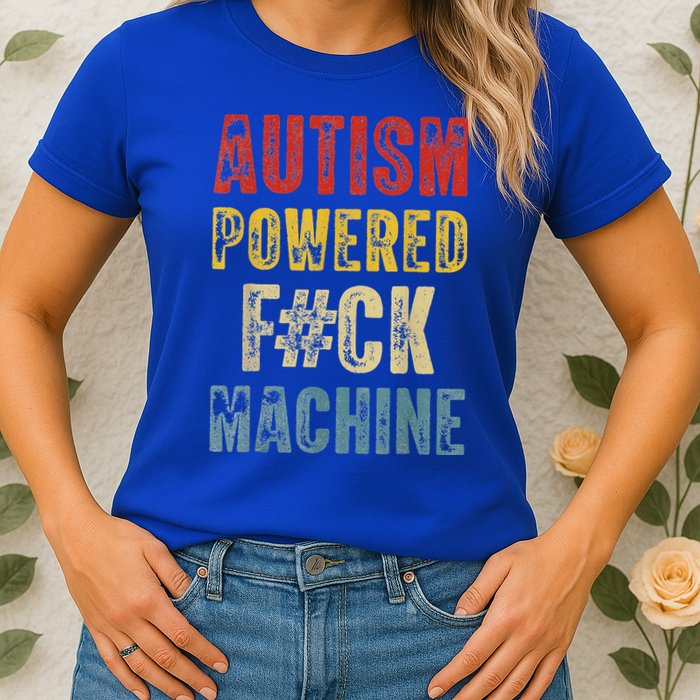 Autism Powered Fck Machine Retro Health Womens T-Shirt