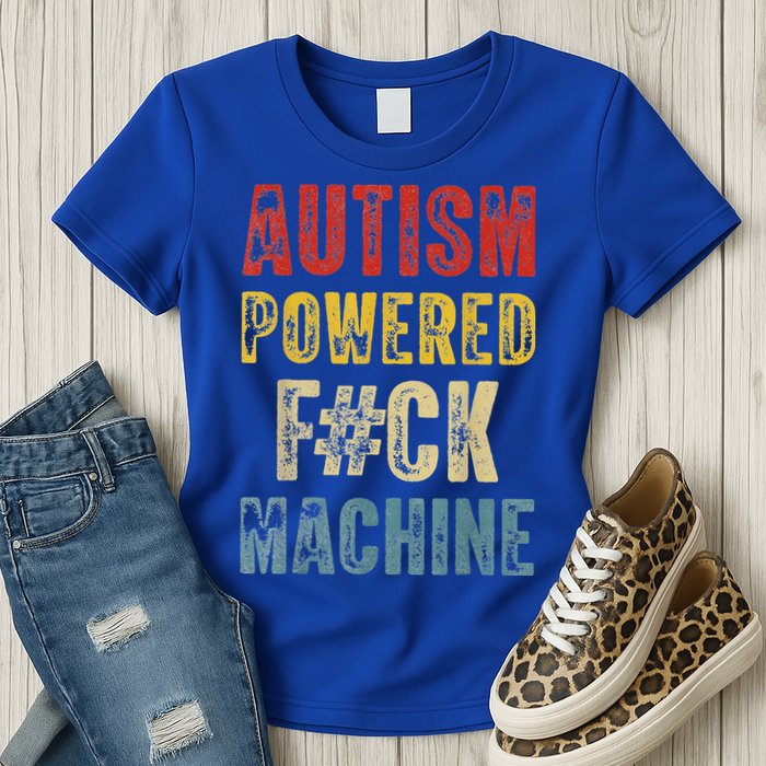 Autism Powered Fck Machine Retro Health Womens T-Shirt