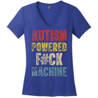 Autism Powered Fck Machine Retro Health Women's V-Neck T-Shirt