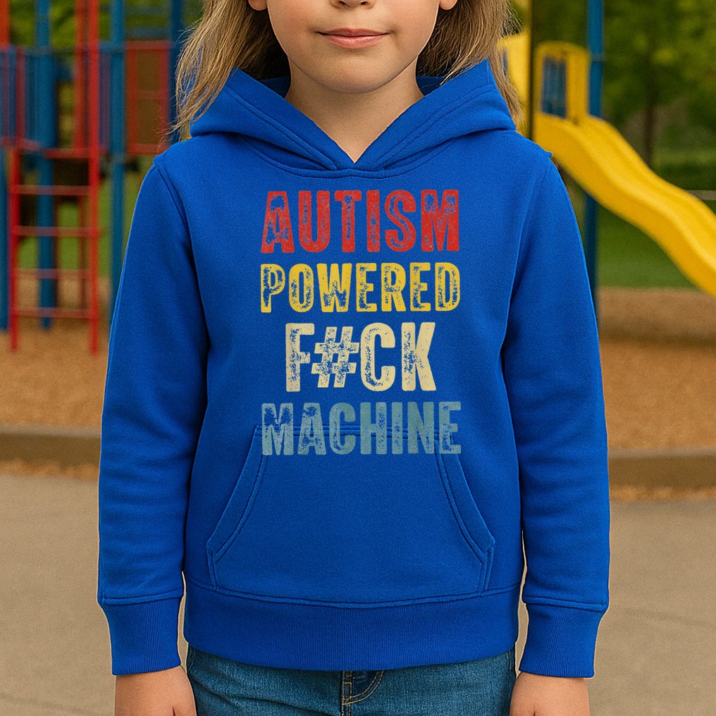 Autism Powered Fck Machine Retro Health Kids Hoodie