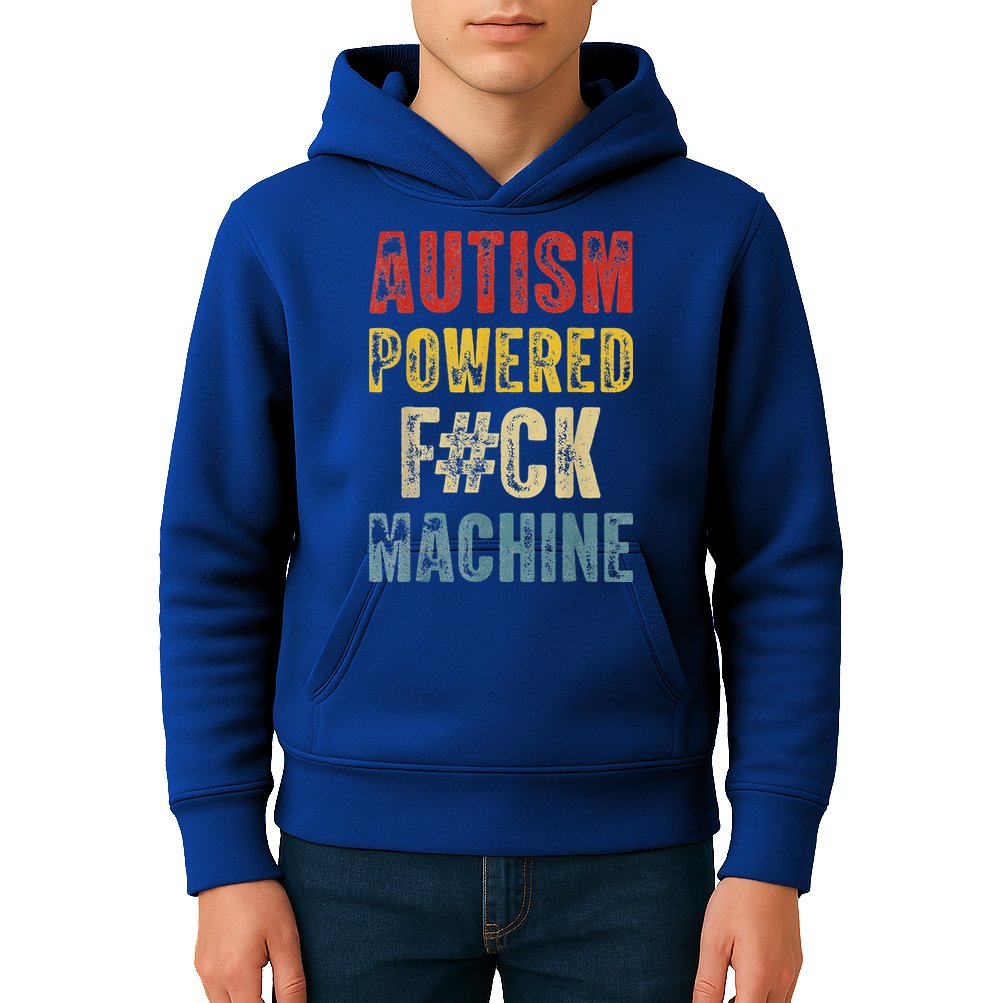 Autism Powered Fck Machine Retro Health Kids Hoodie