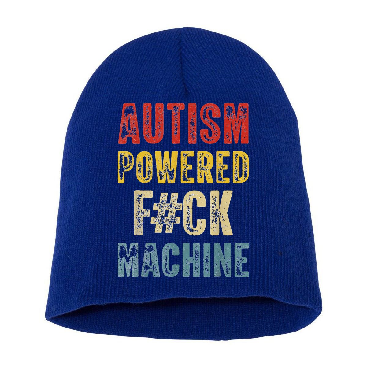 Autism Powered Fck Machine Retro Health Short Acrylic Beanie