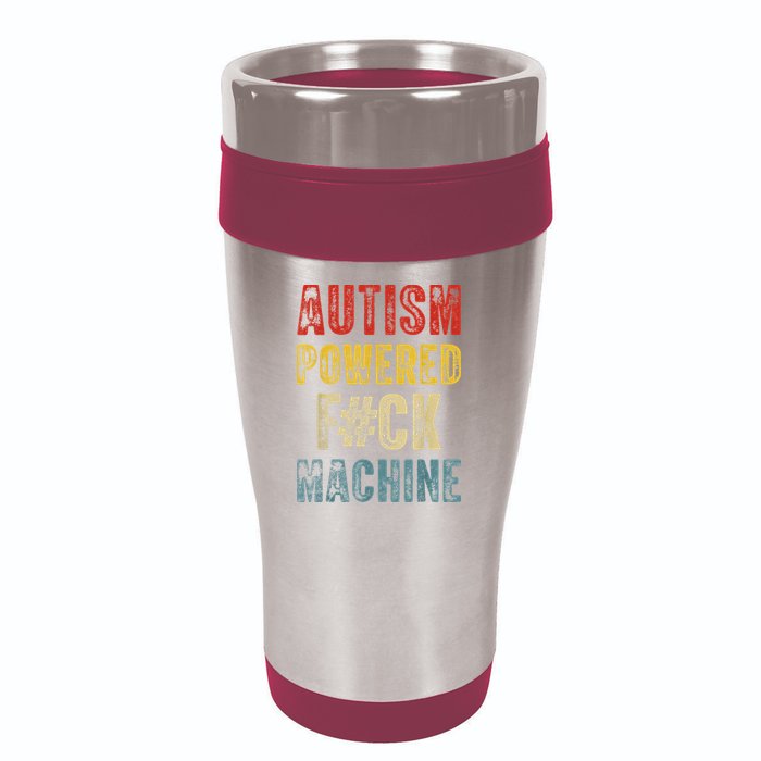 Autism Powered Fck Machine Retro Health 16oz Travel Tumbler