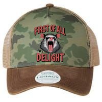 Angry Possum First Of All Im A Delight Possum Meme Legacy Tie Dye Trucker Hat
