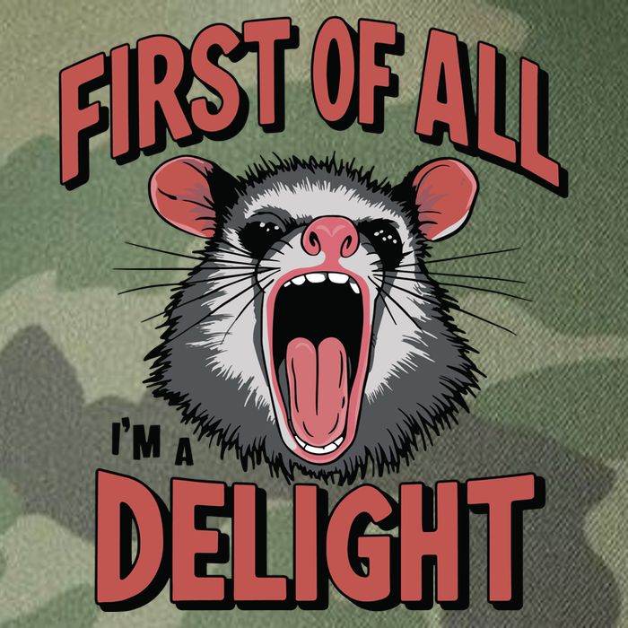 Angry Possum First Of All Im A Delight Possum Meme Legacy Tie Dye Trucker Hat