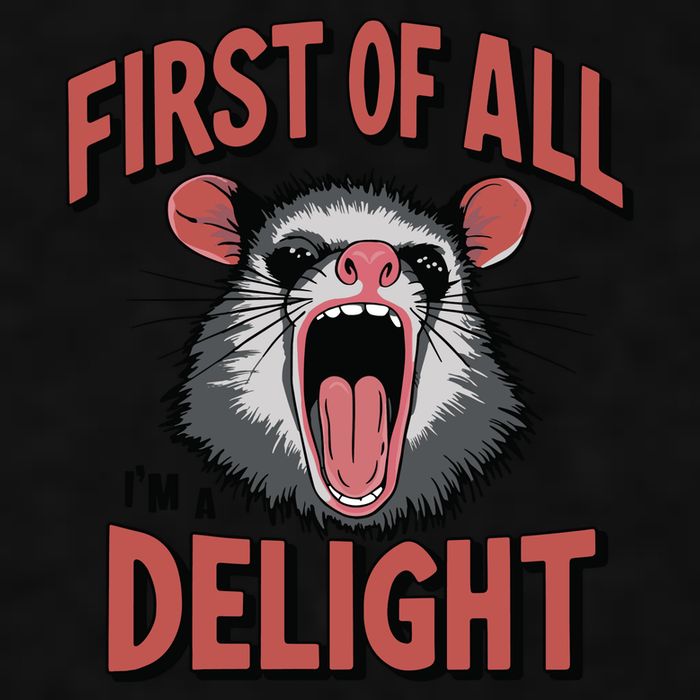 Angry Possum First Of All Im A Delight Possum Meme Ladies PosiCharge Tri-Blend Wicking Tank