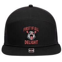 Angry Possum First Of All Im A Delight Possum Meme 7 Panel Mesh Trucker Snapback Hat