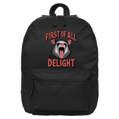Angry Possum First Of All Im A Delight Possum Meme 16 in Basic Backpack