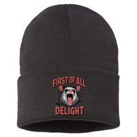 Angry Possum First Of All Im A Delight Possum Meme Sustainable Knit Beanie