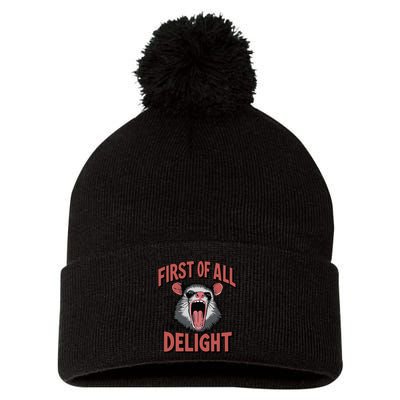 Angry Possum First Of All Im A Delight Possum Meme Pom Pom 12in Knit Beanie