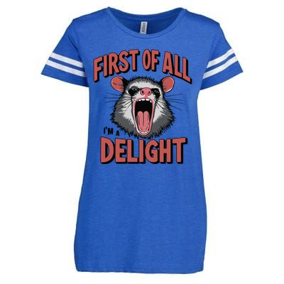 Angry Possum First Of All Im A Delight Possum Meme Enza Ladies Jersey Football T-Shirt