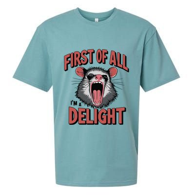 Angry Possum First Of All Im A Delight Possum Meme Sueded Cloud Jersey T-Shirt