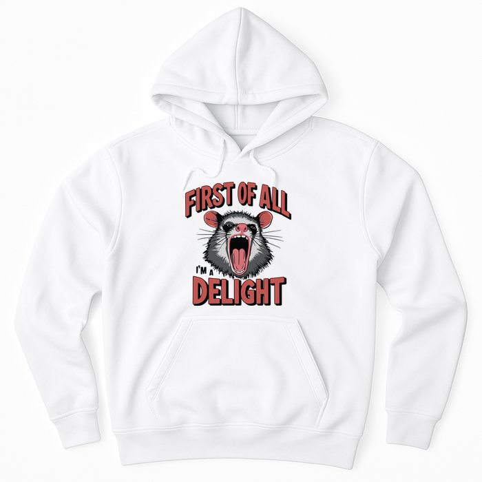Angry Possum First Of All Im A Delight Possum Meme Hoodie