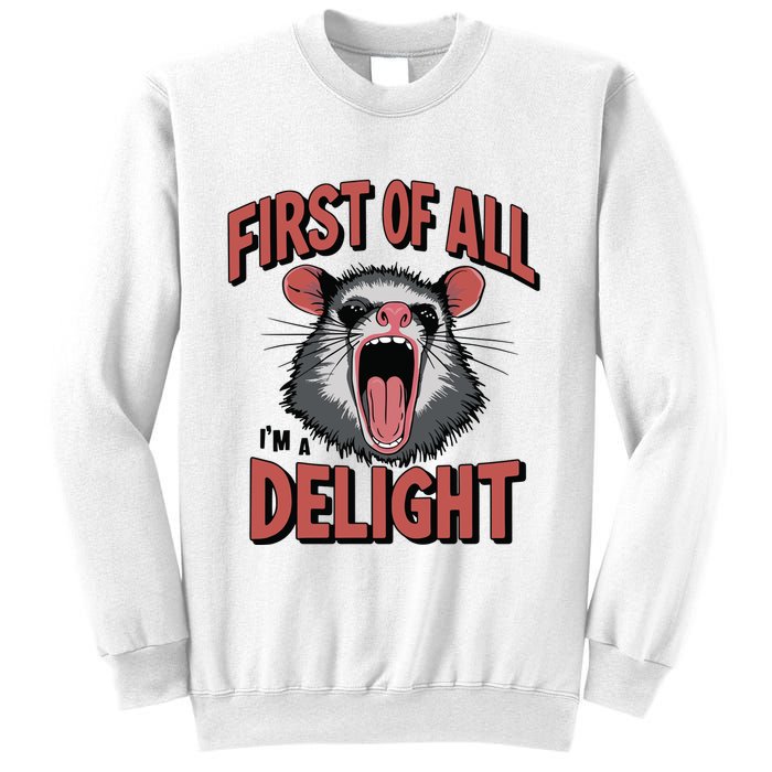 Angry Possum First Of All Im A Delight Possum Meme Sweatshirt