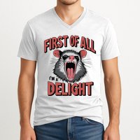 Angry Possum First Of All Im A Delight Possum Meme V-Neck T-Shirt