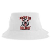 Angry Possum First Of All Im A Delight Possum Meme Sustainable Bucket Hat