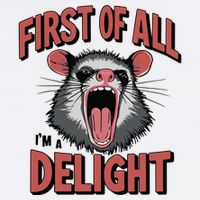 Angry Possum First Of All Im A Delight Possum Meme Sustainable Bucket Hat