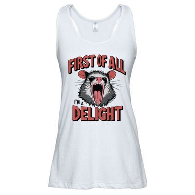 Angry Possum First Of All Im A Delight Possum Meme Ladies Essential Flowy Tank