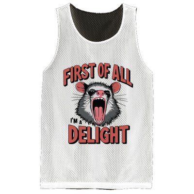 Angry Possum First Of All Im A Delight Possum Meme Mesh Reversible Basketball Jersey Tank