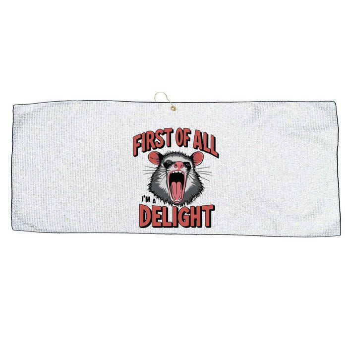 Angry Possum First Of All Im A Delight Possum Meme Large Microfiber Waffle Golf Towel