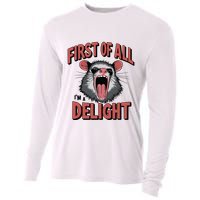Angry Possum First Of All Im A Delight Possum Meme Cooling Performance Long Sleeve Crew