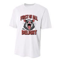 Angry Possum First Of All Im A Delight Possum Meme Youth Performance Sprint T-Shirt