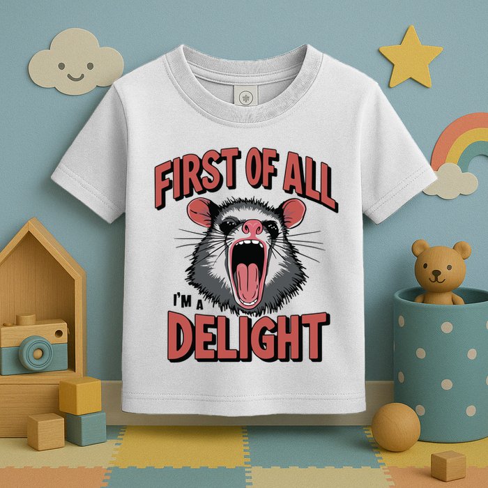 Angry Possum First Of All Im A Delight Possum Meme Toddler T-Shirt