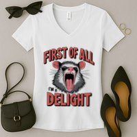 Angry Possum First Of All Im A Delight Possum Meme Women's V-Neck T-Shirt