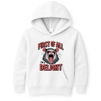 Angry Possum First Of All Im A Delight Possum Meme Kids Hoodie