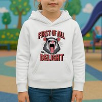 Angry Possum First Of All Im A Delight Possum Meme Kids Hoodie