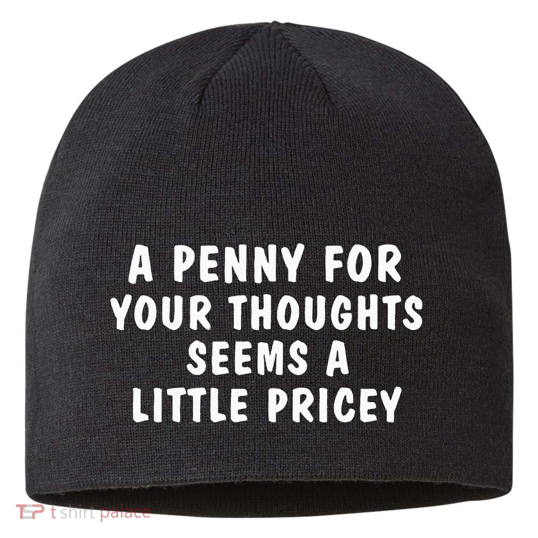 A Penny For Your Thoughts Funny Sarcastic Joke Sustainable Beanie