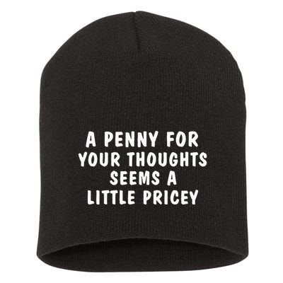 A Penny For Your Thoughts Funny Sarcastic Joke Short Acrylic Beanie
