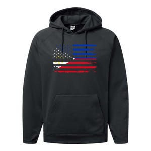 American Philippines Flag Performance Fleece Hoodie