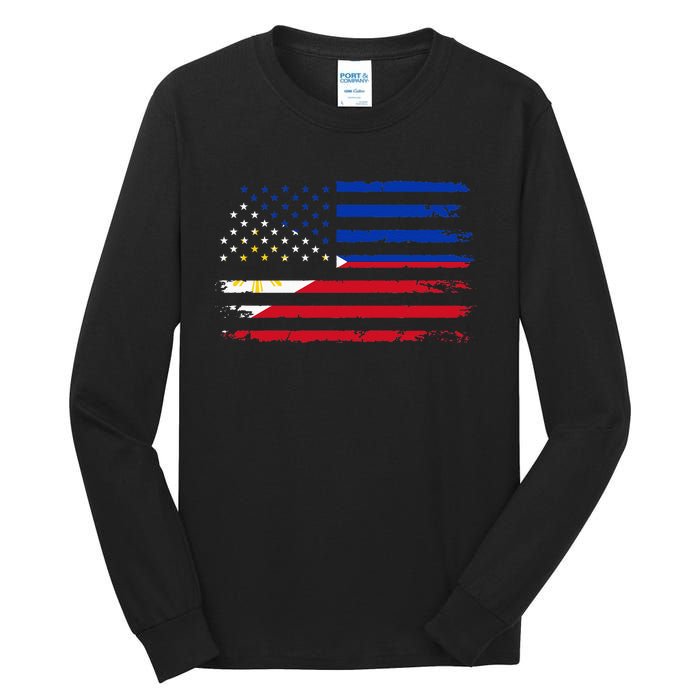 American Philippines Flag Tall Long Sleeve T-Shirt