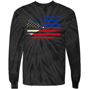 American Philippines Flag Tie-Dye Long Sleeve Shirt