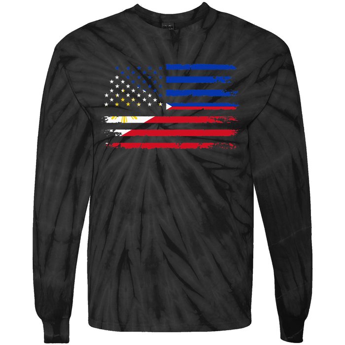 American Philippines Flag Tie-Dye Long Sleeve Shirt