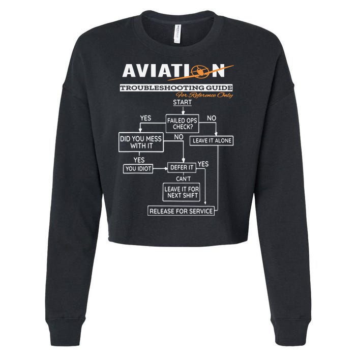 Airplane Pilot Funny Pilot Troubleshooting Guide Tee Cropped Pullover Crew