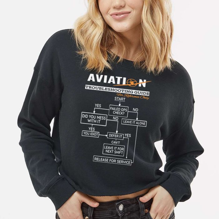 Airplane Pilot Funny Pilot Troubleshooting Guide Tee Cropped Pullover Crew