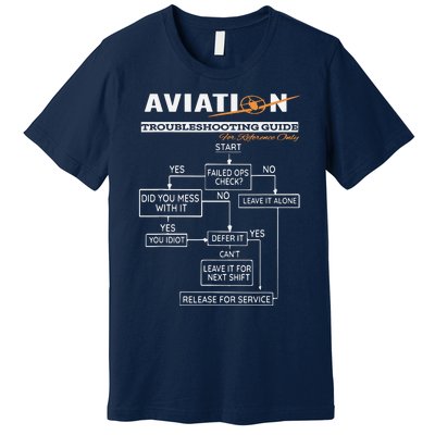 Airplane Pilot Funny Pilot Troubleshooting Guide Tee Premium T-Shirt